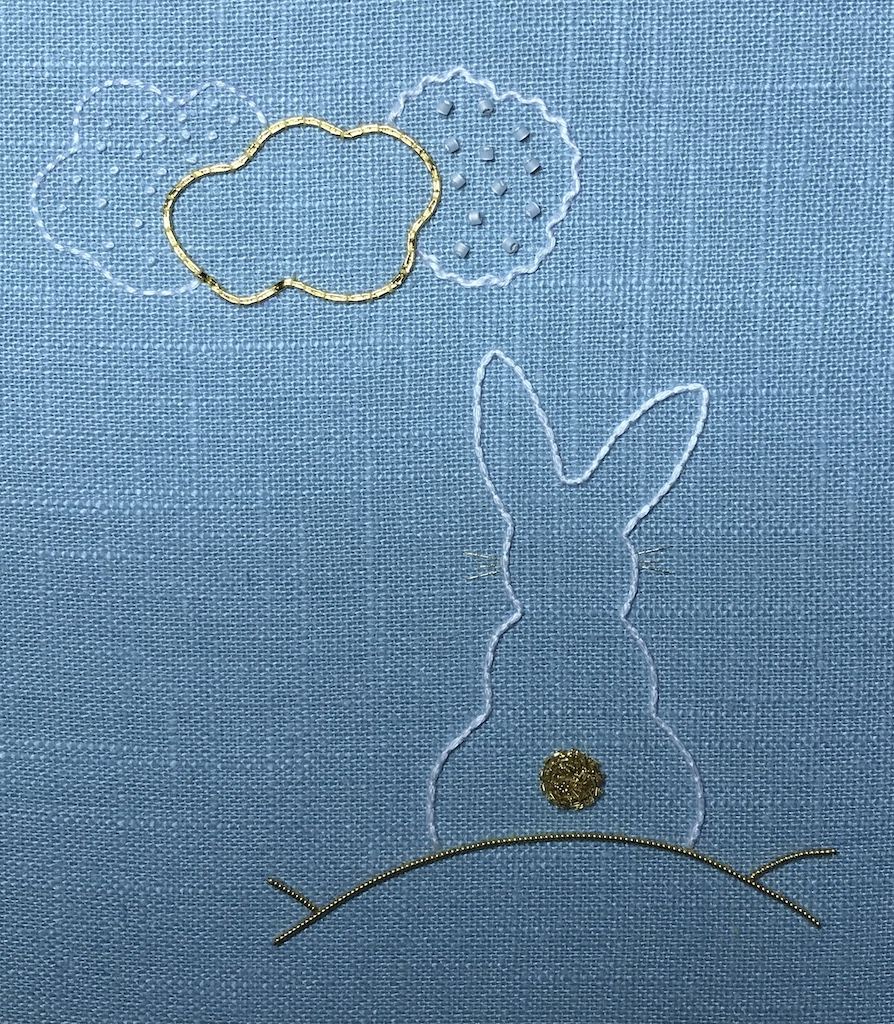 White and Gold Bunny - Introduction to Embroidery
